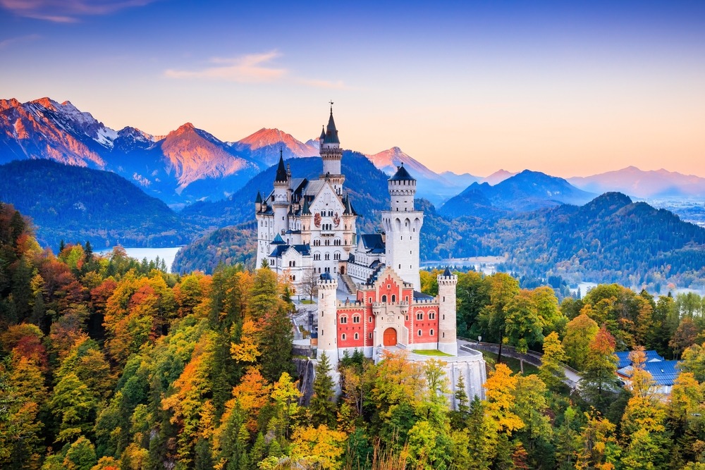 Neuschwanstein,Castle,(schloss,Neuschwanstein),Bavaria.,Fussen,,Germany.,Front,View,Of